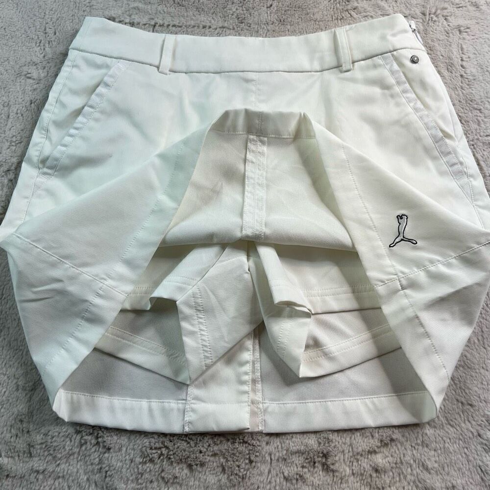Puma Mini Skirt Skort Womens Size 4 White Golf Tennis Shorts Lined - Picture 5 of 12